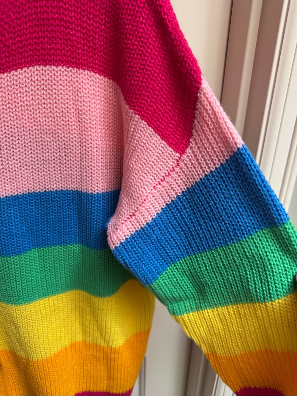 One Size Rainbow Button-Front Women's Cardigan Sweater - Picture 6 of 9